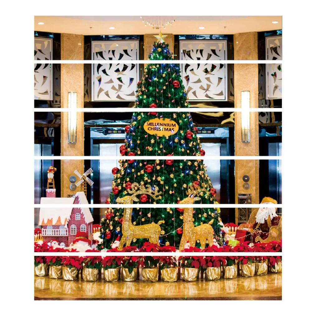 6 шт водонепроницаемый Рождественская елка лестница стены наклейки украшения