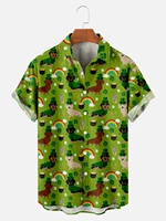 2022 summer new mens shirt creative four leaf clover cute animal print street casual fashion shirt top large size men and women