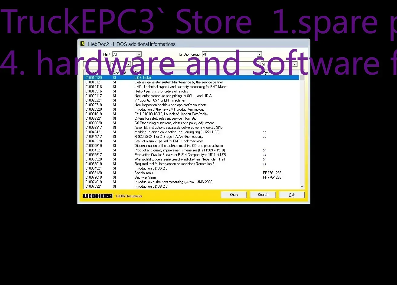 Фото TruckEPC3 Liebherr Liebdoc2 Offline 03.2022 Lidos DVD с дополнительной информацией №1
