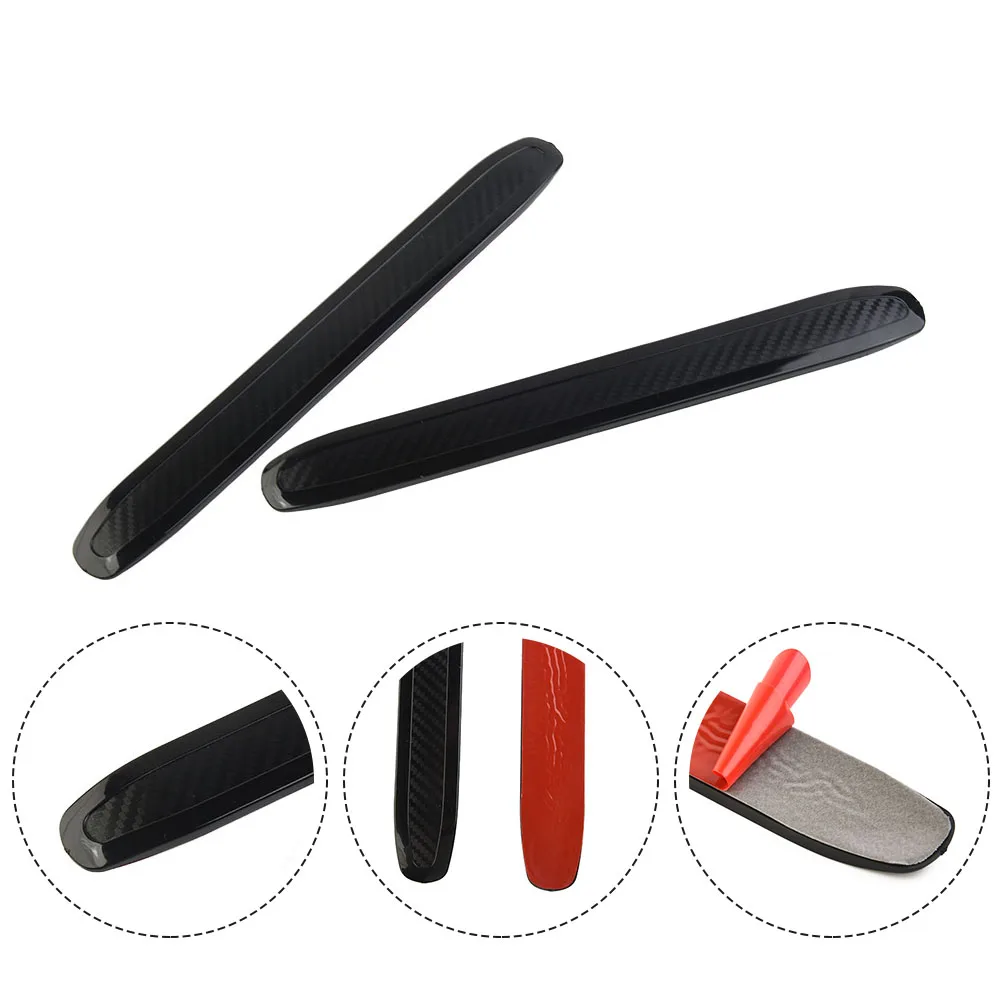 

2pcs Car Bumper Rubbing Strip Sticker Carbon Fibre Rubber Door Protection Anti-collision Stickers Scratch Strips Car Accessories