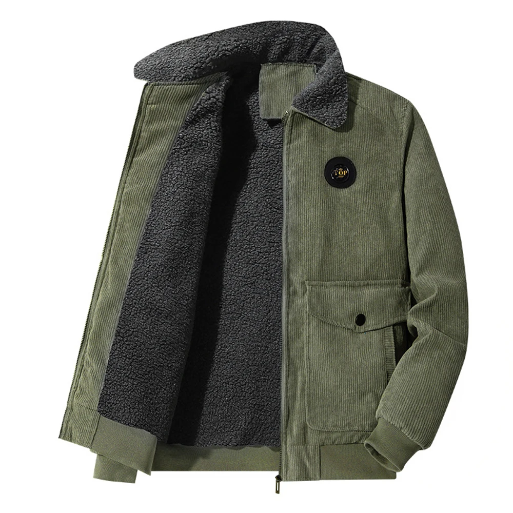 

KOODAO Winter Jacket Men Functional Clothing Lapel Padded Fleece Cotton Coat,Grey/Black/Khaki/Green