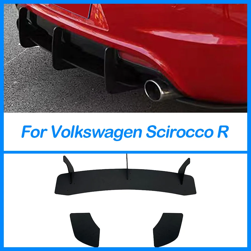 

For Volkswagen Scirocco R Matte Black ABS Air Knife Tail Lip Rear Blade Spoiler Bumper Diffuser Modification Replacement Parts
