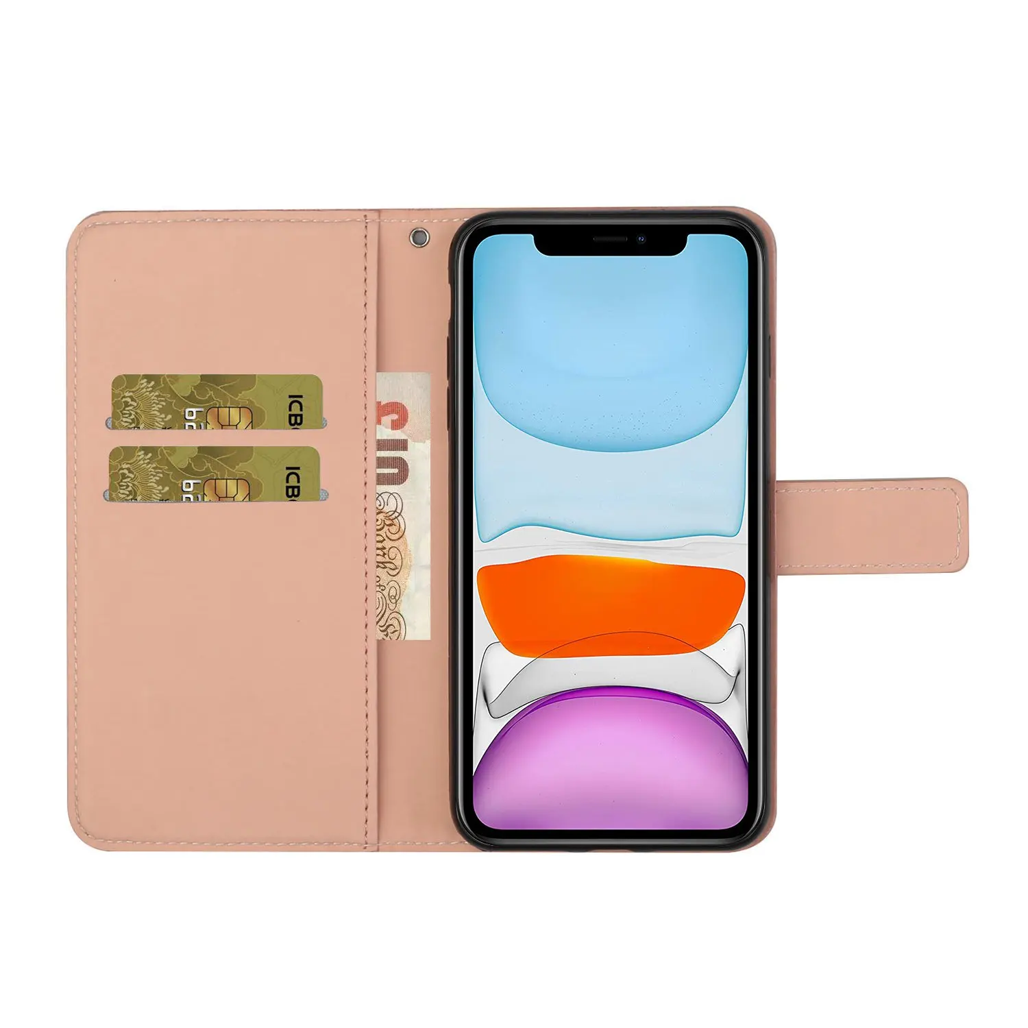 Flip Phone Case for iPhone 14 13 12 Mini SE 2020 11 Pro Max XR Xs 6 7 8 Plus Embossed Leather Wallet Protect Book Cover Lanyard
