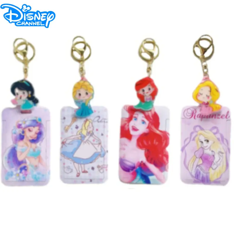 

New Disney Credential Holder Kawaii Princess Series Campus Retractable Badge Holder Keychain The Little Mermaid Id Card Holder