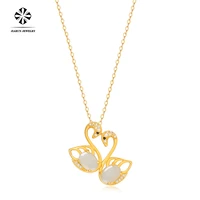 fashion womens necklace s925 sterling silver gold plated gift designer diamond jewelry jade exquisite romantic swan pendant