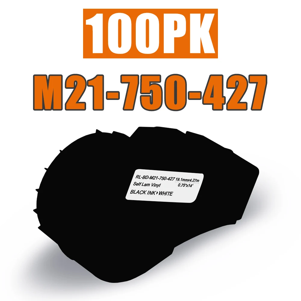 

50-100PK M21-750-427 Vinyl Label Tape Self Lam Film Transparent Label Compatible BMP21 PLUS Labeling Machine BMP21 Printer