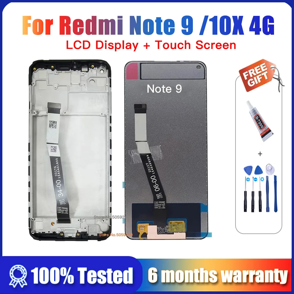

Оригинальный ЖК-дисплей 6,53 дюйма для Xiaomi Redmi Note 9, сменный экран дисплея для Redmi 10X, 4G, ЖК-дисплей M2003J15SG, дисплей M2003J15SC, запчасти
