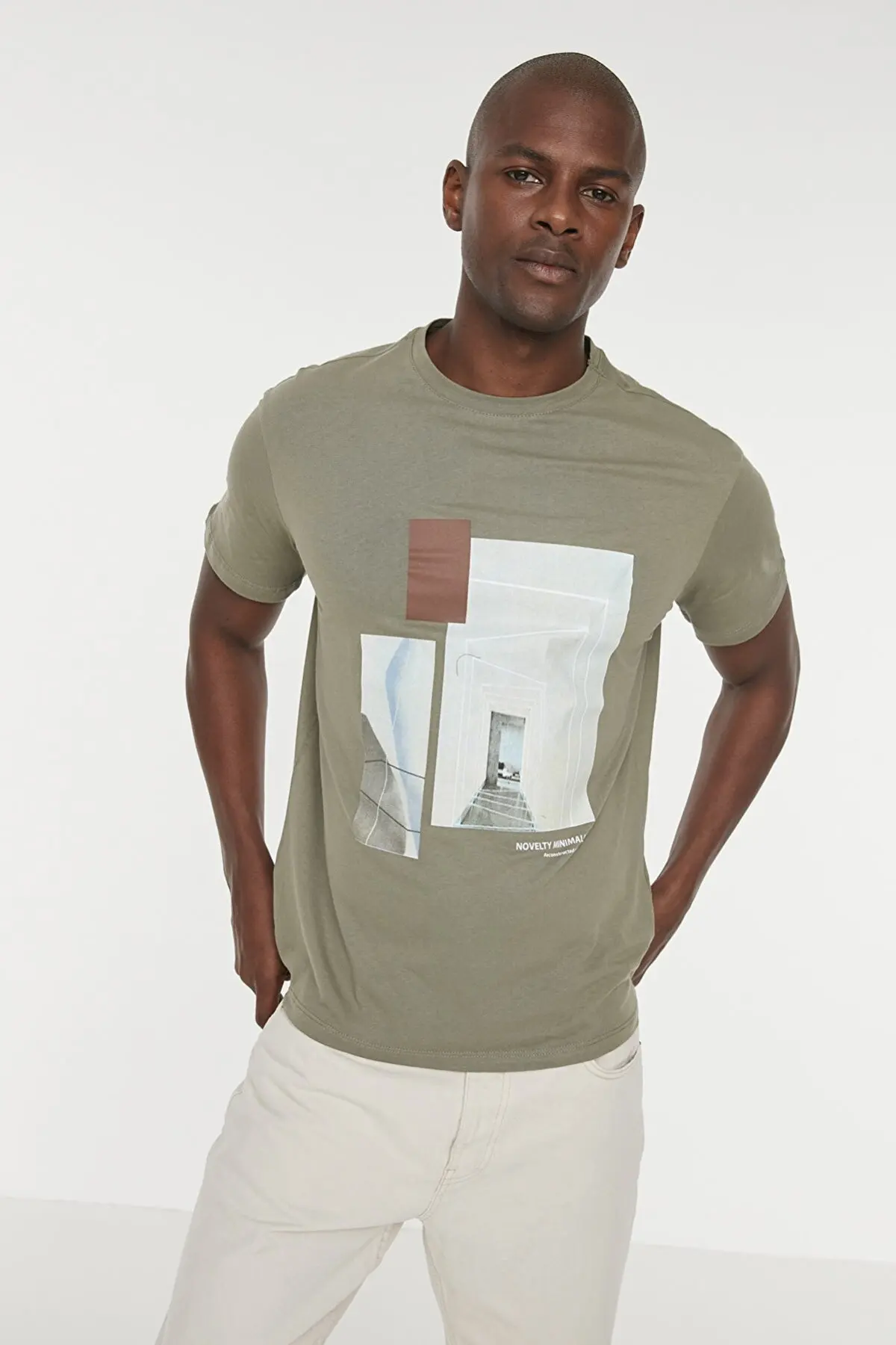 

Khaki Men's Regular Fit Short Sleeve Printed t-shirt 1079 T-Shirts For Men Summer Fashion