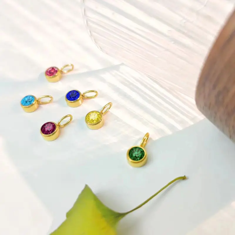 Подвеска из нержавеющей стали с кристаллами и золотым камнем 8 мм 14 к