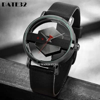 transparent watch for men hollow out dial man wristwatch 30m waterproof simple style male brown reloj hombre relogio masculino