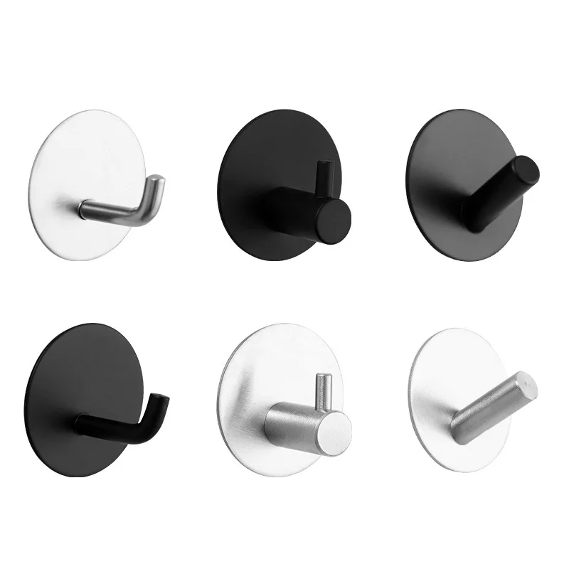 

Stainless Steel Hooks Self-Adhesive Clothes Hanging Bag Key Holder Kitchen Towel Hooks Door Hooks Bathroom Bedroom Accessories