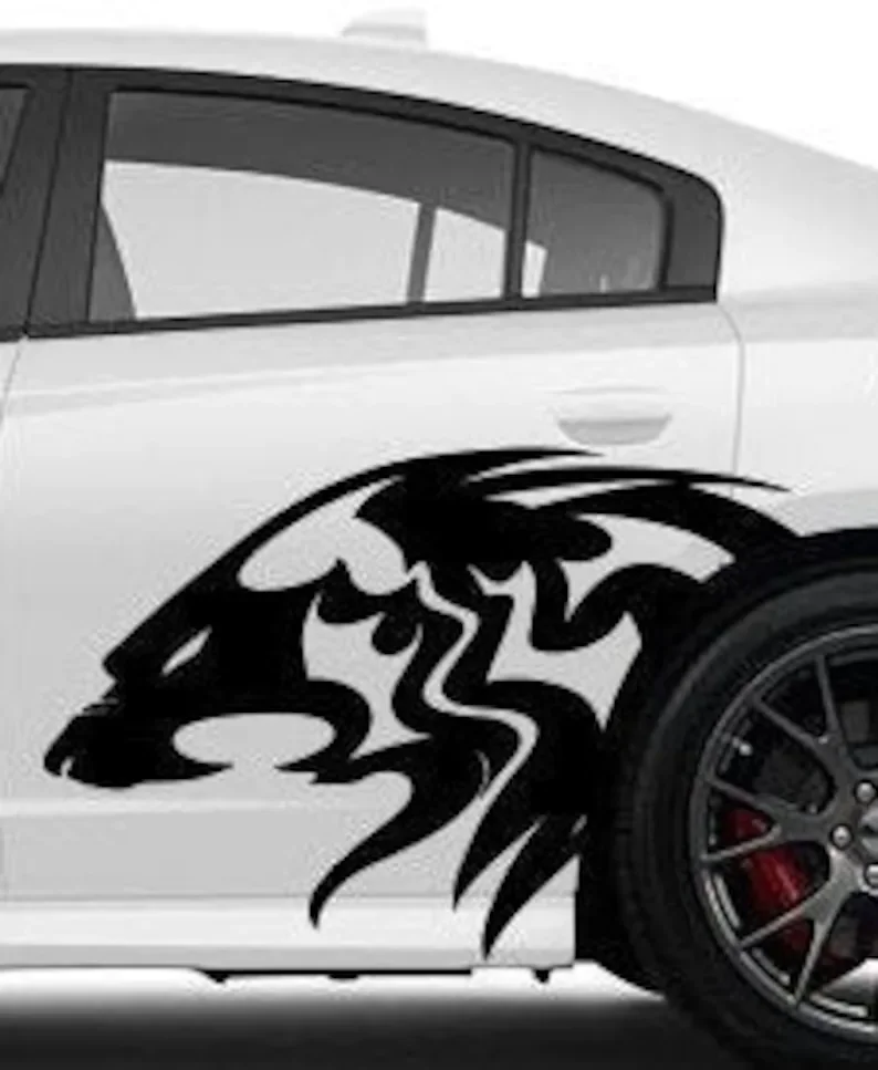 

2015-2020 Dodge переводная наклейка голова льва 2 наклейки Dodge Challenger, зарядное устройство Hellcat SRT боковое крыло гонки переводная наклейка набор