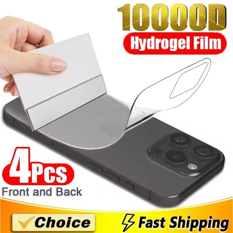 4Pcs Hydrogel Film For iPhone 16 11 12 13 14 15 Pro Max Mini Screen Protector XR X XS MAX Plus Back Not Glass