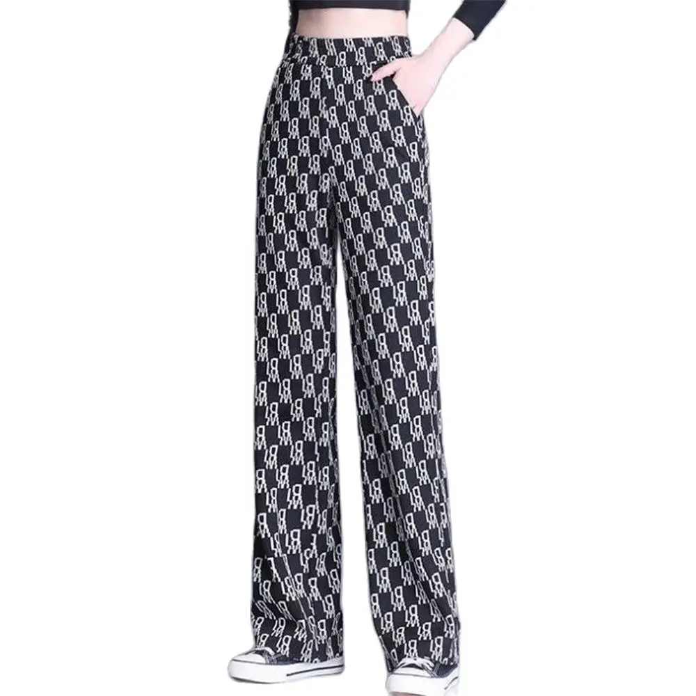 

Брюки женские с широкими штанинами, свободные штаны с надписью, в стиле Харадзюку, Корейская уличная одежда, крутые брюки, облегающие Капри, весна-осень