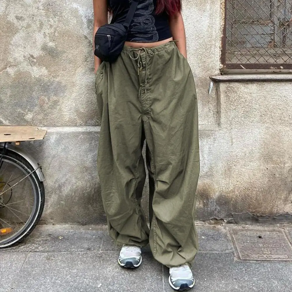 

Women Low Rise Jogger Pants Stylish Women's Cargo Pants Retro Gothic Streetwear with Low/high Waist Full Length Elastic Waist