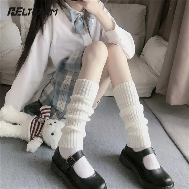 

Women Knit Winter Leg Warmers Loose Socks Knit Leg Sleeve Knee High Boot Stockings Leggings Women JK Lolita Thicken Warm Boots