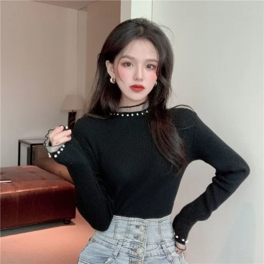 

Черный женский офисный пуловер OL для девушек, женский свитер для девушек, вязаные топы с V-образным вырезом, плотные женские свитера, топ, пальто, тканевый свитер