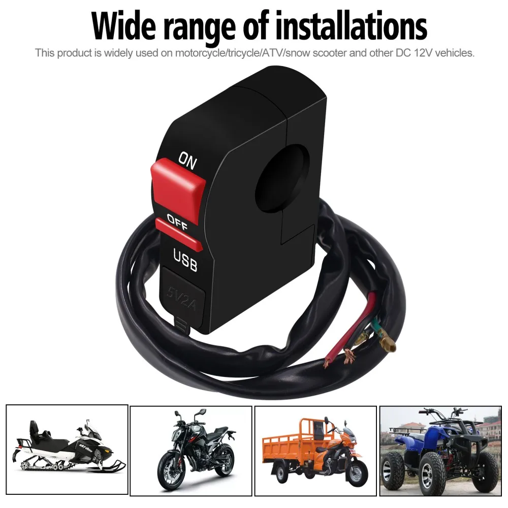 Универсальный Выключатель на руль мотоцикла с USB-зарядкой 22 мм 7/8 дюйма - купить по