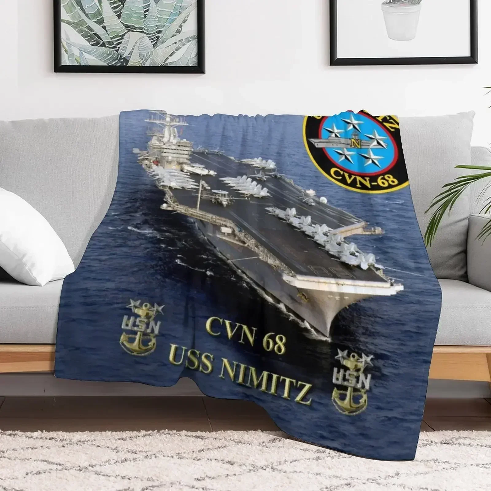 Фото Плед CVN-68 USS Nimitz, уютный плед из микрофибры для дома и спальни №5