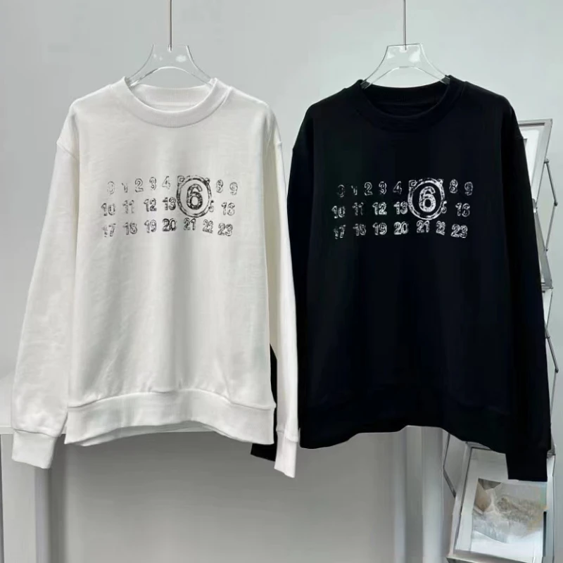 

2023 Autumn/Winter New Mm6 Magilla Distressed Digital Print Loose Round Neck Sweatshirts