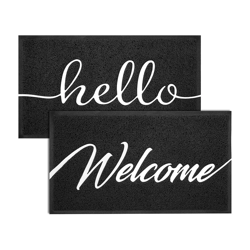 

Front Door Mat Welcome Mats 2-Pack,Indoor Outdoor Rug Entryway Mats,For Home High Traffic Area, 30Inch X 17.5Inch Black