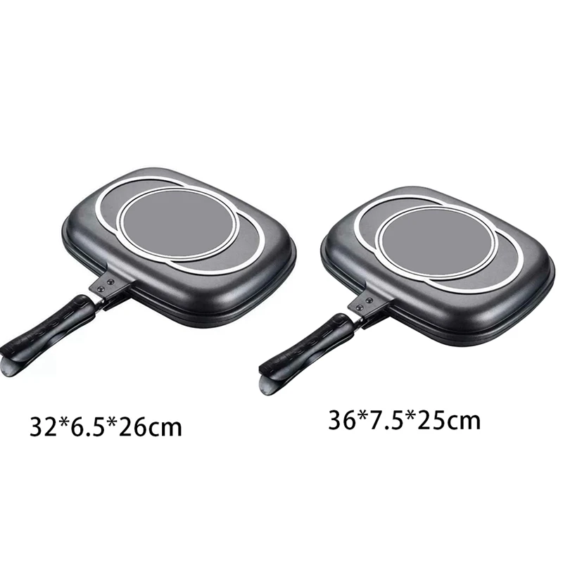 

32Cm Double Sided Grill Pan Durable Baking Tray Frying Pan Non Stick Pots Kitchen Cooking Tool For Home Camping