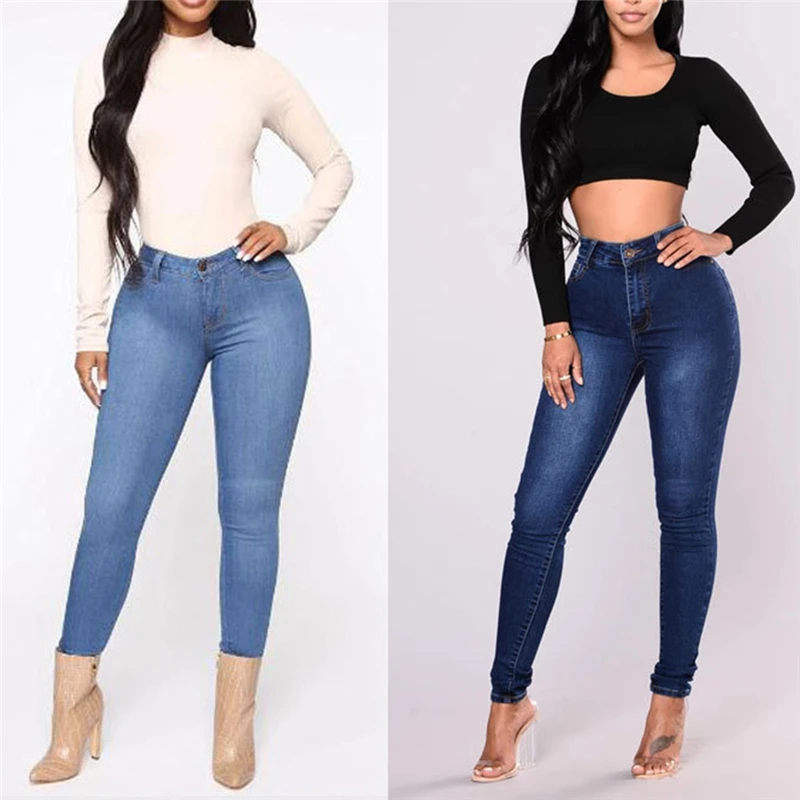

Autumn Women Jeans Casual Mid Waist Push Up Stretch Thin Washable Zipper Skinny Female Pencil Pants 2022 New Fashion Street