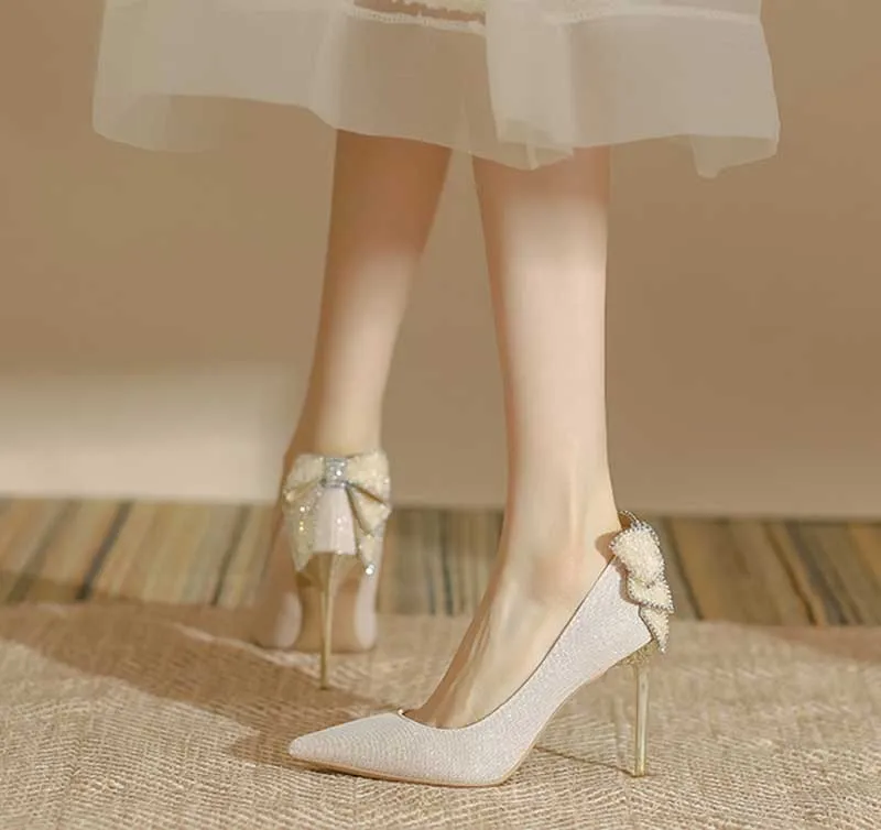 Блестящие стразы с узлом-бабочкой туфли на шпильке туфли-лодочки бантиком