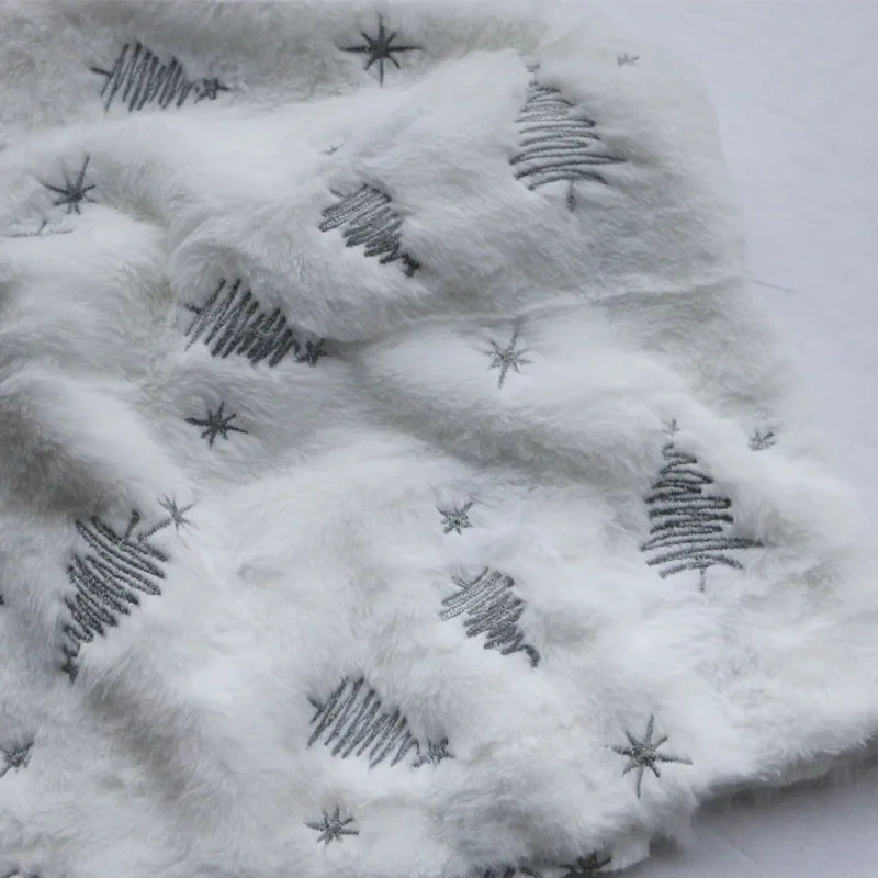 Белый бархат плюшевый мех серая рождественская елка подушка с вышивкой