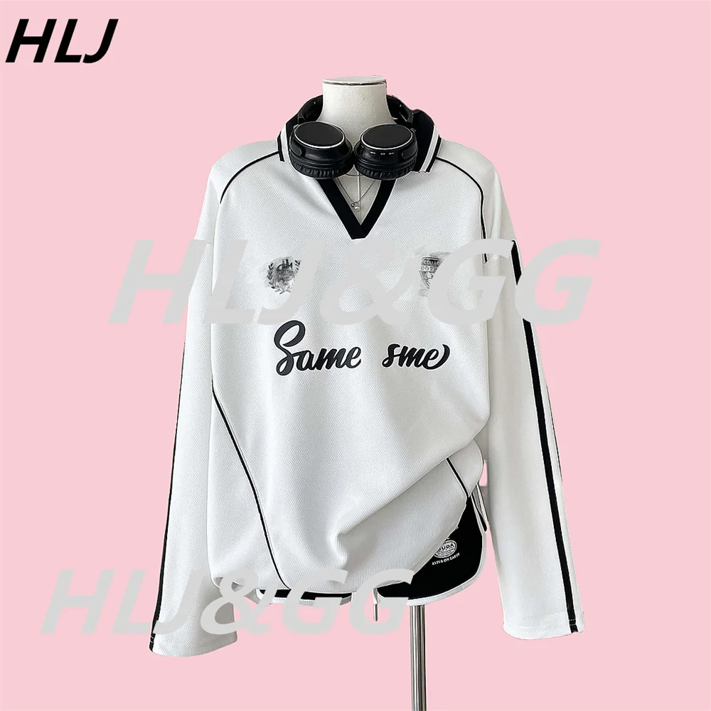 HLJ белый винтажный повседневный свободный пуловер с буквенным принтом и