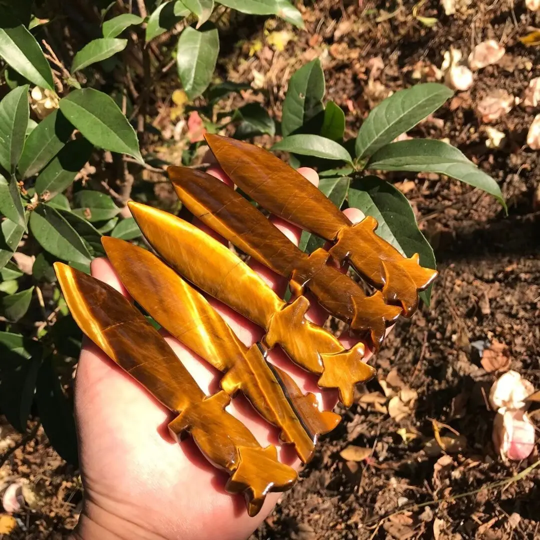 

Натуральный кварцевый Хрустальный кинжал, ручная работа, нож тигровый глаз, лечебные кристаллы, камень домашний декор Gifts