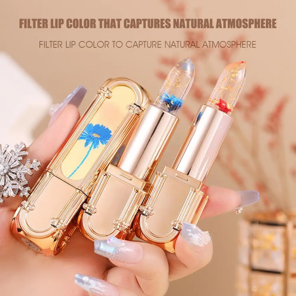 

Temperature Color Changing Lipstick Crystal Clear Flower Moisturizer PH Balm Jelly Plumping Hydrating Lip Lipgloss Lipstick L5L8