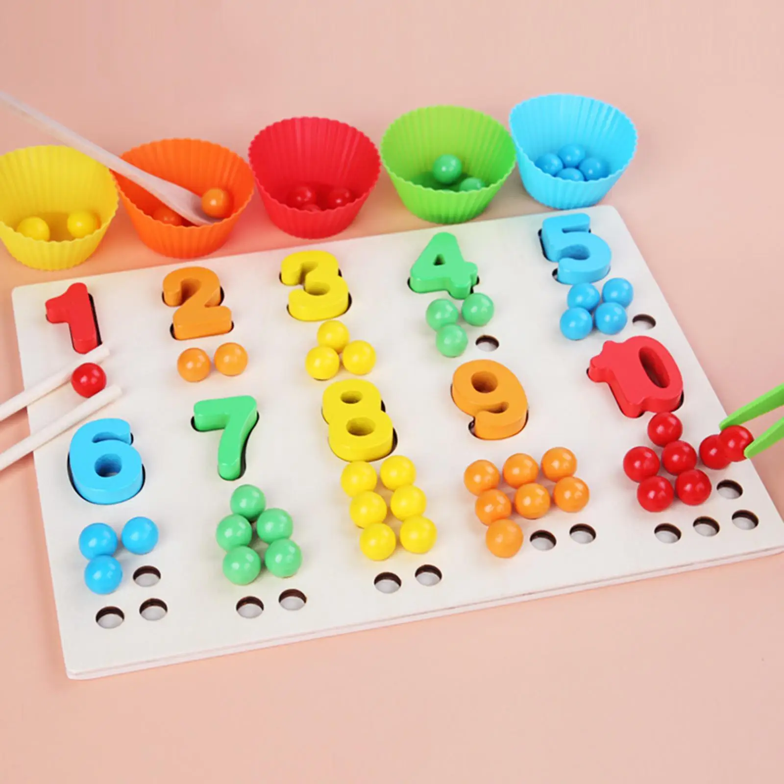 

Brightcolor Wooden Board Beaded Game Number Puzzle Montessori Preschool