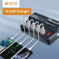 vatid 10 port 60w phone charger fast 12a charging station portable usb desktop charging for iphone ipad samsung xiaomi huawei