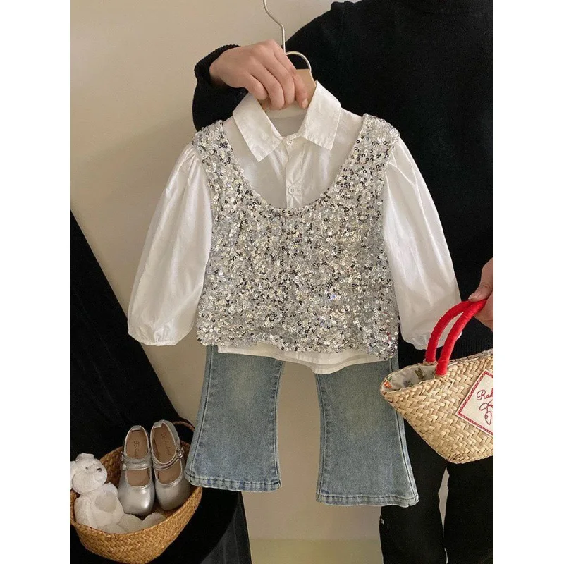 Жилет рубашка джинсовый комплект весенне-осенний новый корейский модный