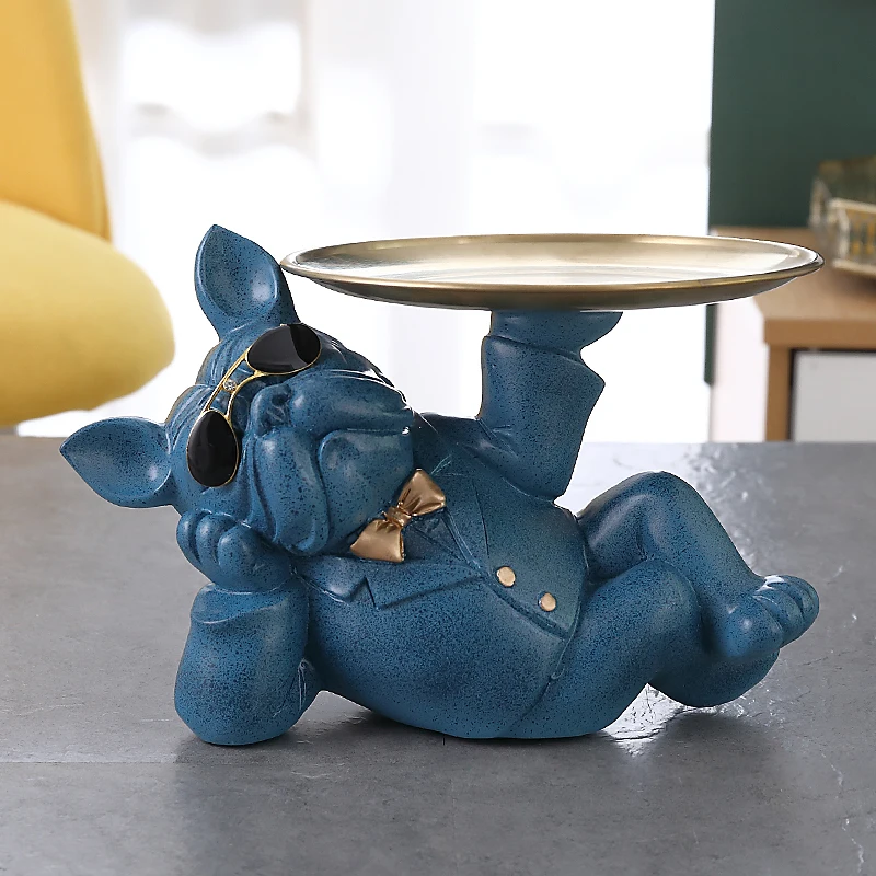 

Home Room Decor,Figurine Miniature,Cool Bulldog Sculpture,Animals Statue,Table Ornament Decoration,Desktop Sundries Storage Tray