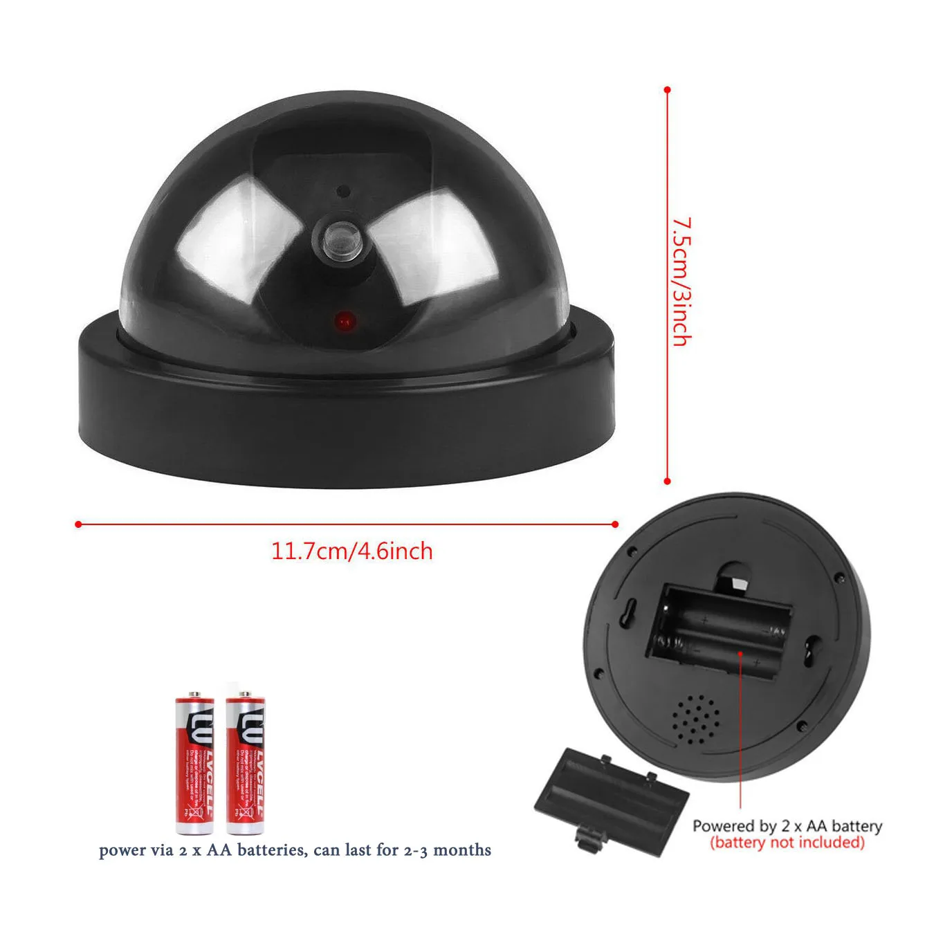 Wireless Dummy Fake Security Camera Fake CCTV Security Camera Home Dome Waterproof With Flashing Red LED Lights Indoor Outdoor images - 6