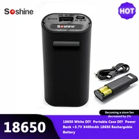 soshine lcd display battery bank portable shell box case diy battery storage cases2 pcs 3 7v 3400mah 18650 rechargeble battery