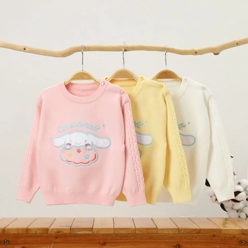 

Sanrio Kawaii Cinnamoroll Kids Sweater Cartoon Anime Student Knitted Top Soft Warm Fashion Spring Autumn Winter Casual Tops Girl
