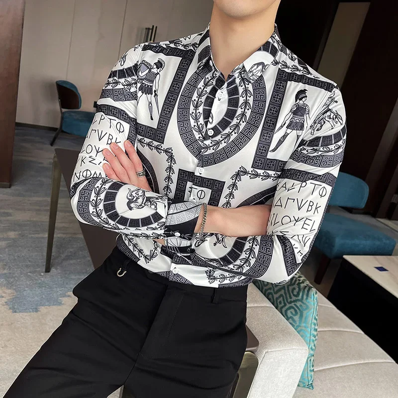 Роскошные мужские рубашки в благородном стиле модные приталенные с длинным