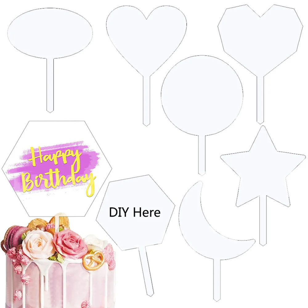 

Пустой акриловый плагин для торта без надписей «сделай сам», пожелания на день рождения, письменные Детские аксессуары для украшения торто...