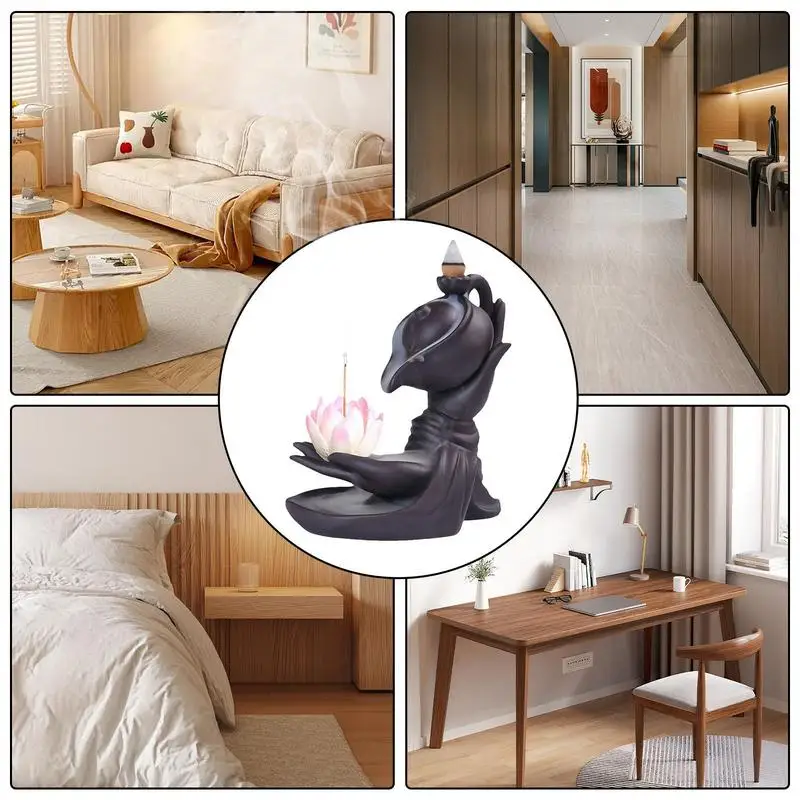 z lotosem Budda Ręcznie kadzidełka Ceramiczna miska Buddy Ozdoba aromaterapeutyczna do dekoracji rzeźb ogrodowych