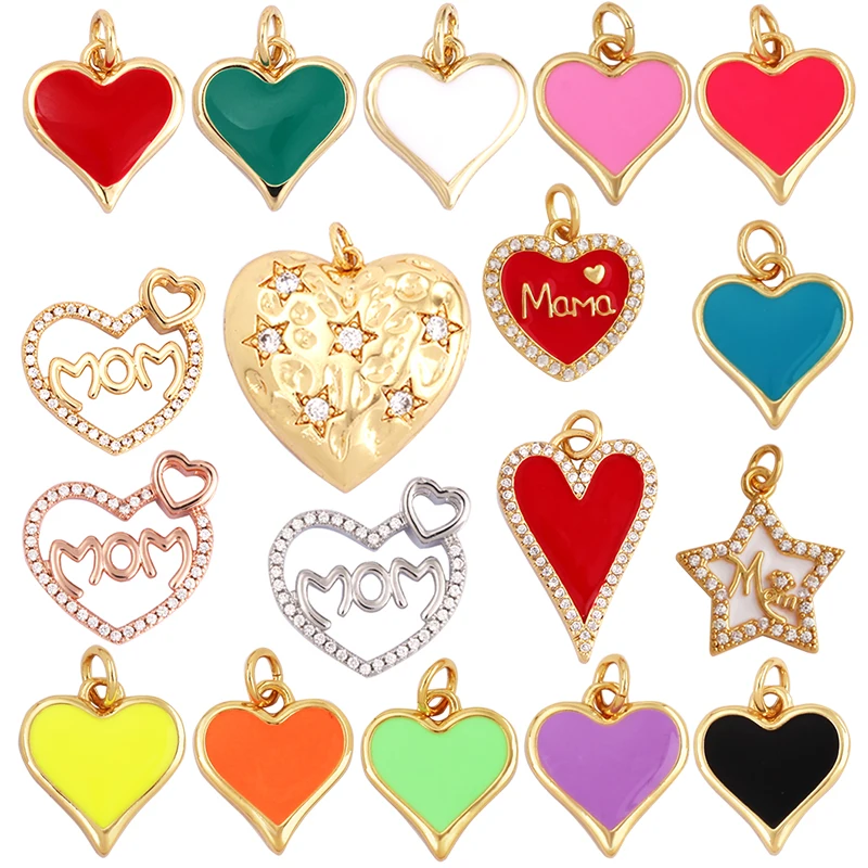 Подвеска с эмалью в виде сердца для мамы красная зеленая белая подвеска форме
