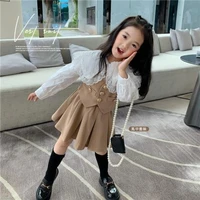 girls suit 2022 new internet celebrity childrens fashionable baby spring clothing fashion preppy style skirt two piece set