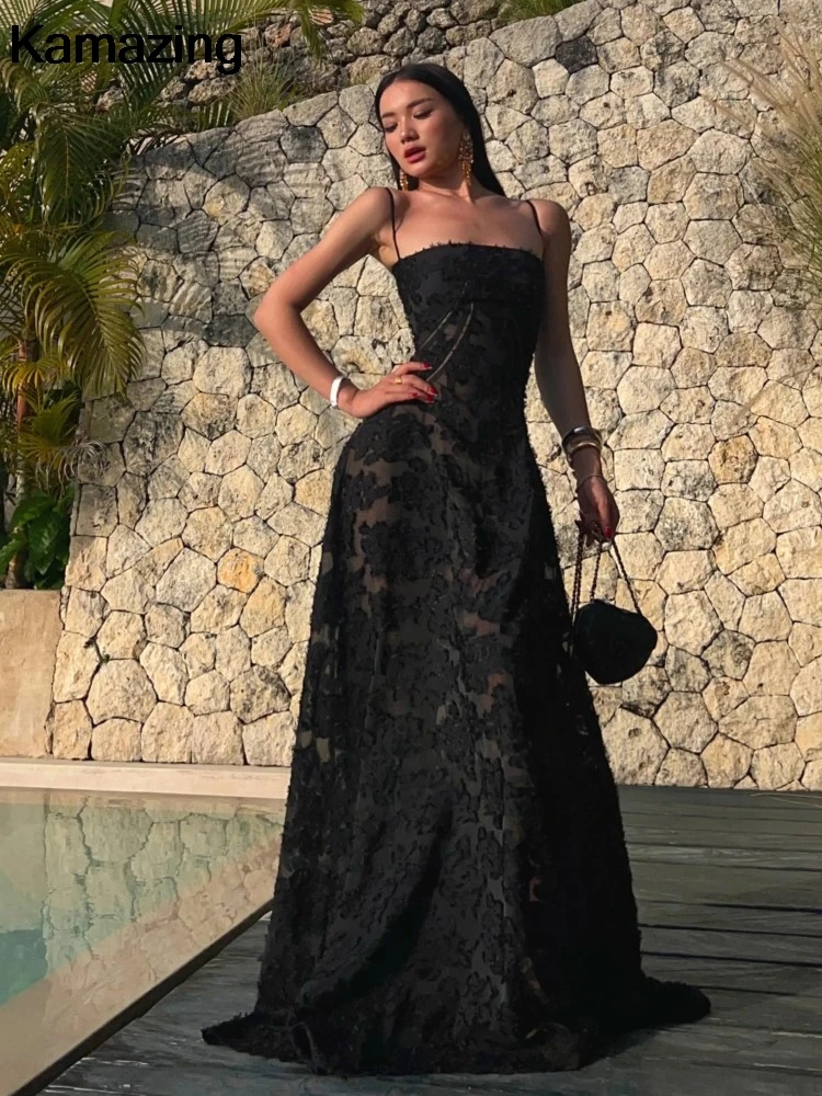 Винтажное роскошное Черное длинное платье женское сексуальное свадебное