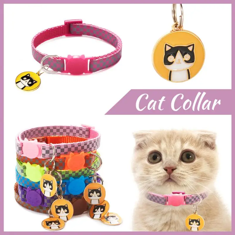 

Reflective Cat Collar Breakaway Safety Buckle Pet Pendants Adjustable Nylon Buckles Fashion Reflective Cat Collar Pet Products