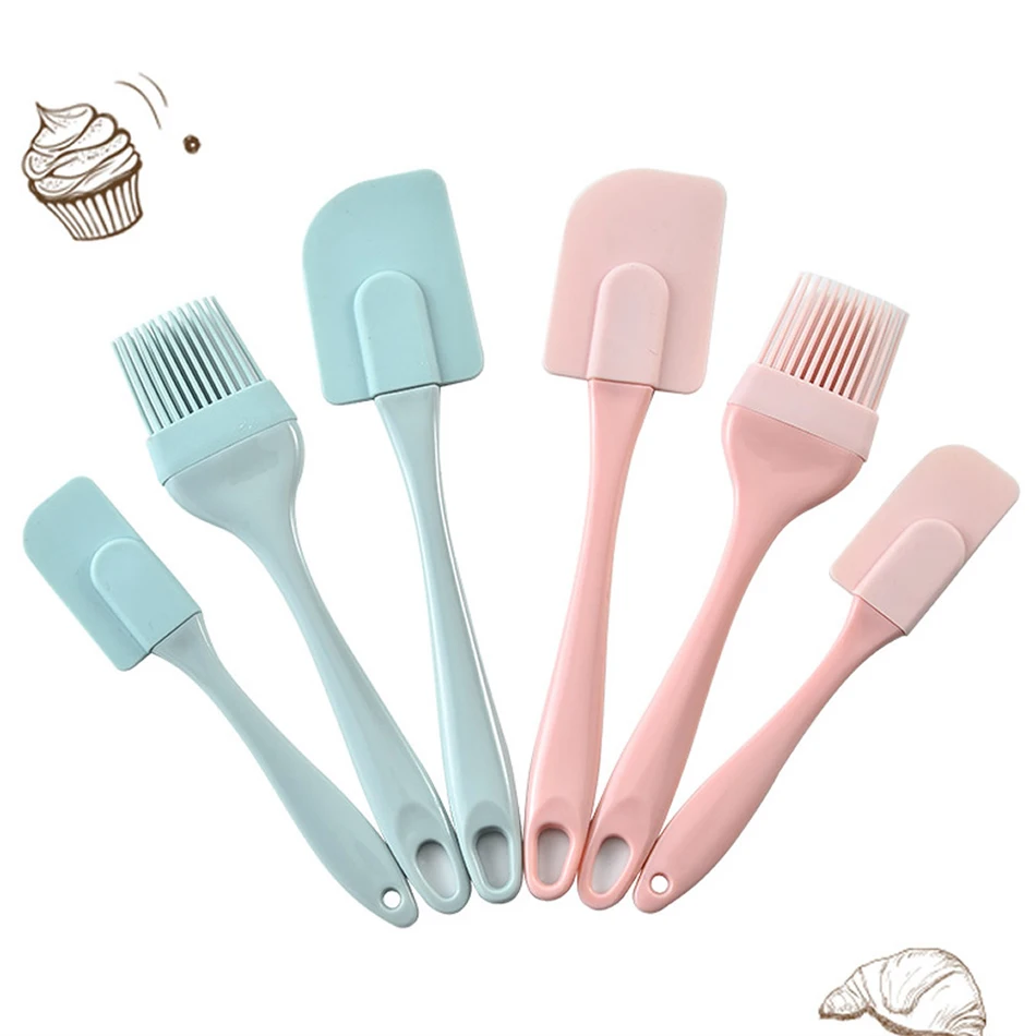 

3PCS/Set Cream Scraper DIY Bread Cake Butter Spatula Mixer Oil Brush Kitchen Baking Tool Silicone Spatula