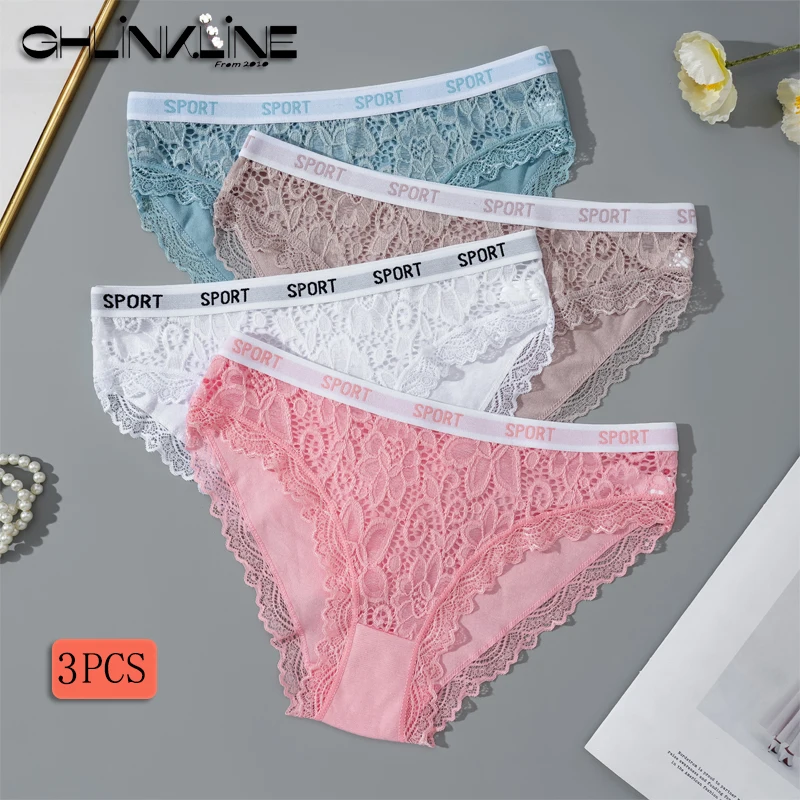 

Women's Cotton Underwear Sexy Lace Panties Ladies Soft Breathable Female Solid Color Briefs Floral Mid-Rise Fashion Lingerie