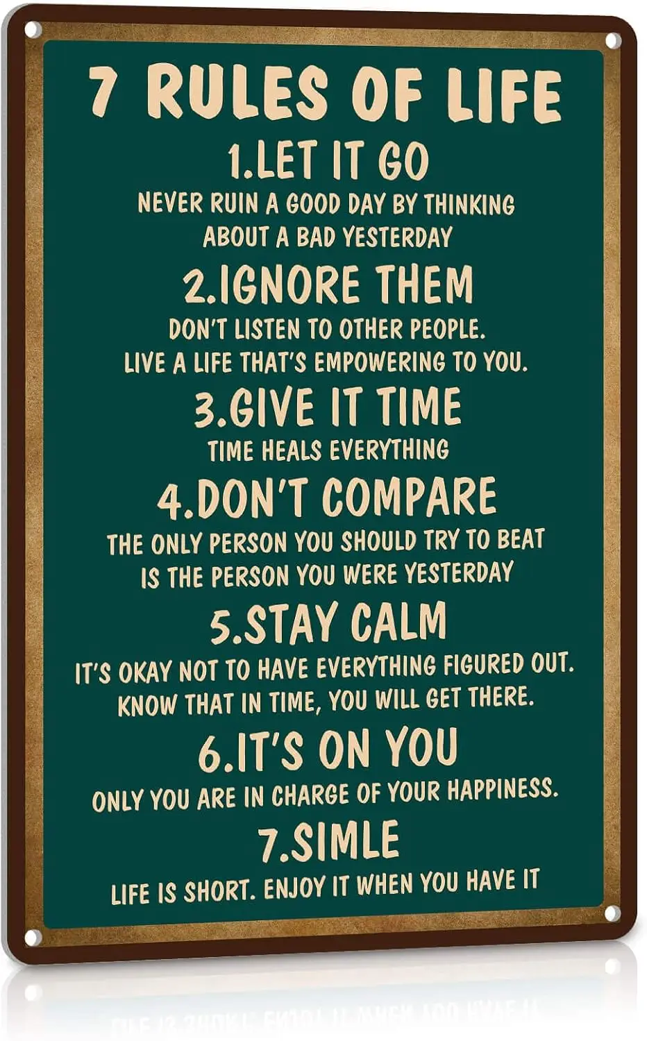 Metl nsponl Quote Sgns 7 правила Lfe Motvtonl постер для спальни или домашнего офиса декор Vntge Frmhoe