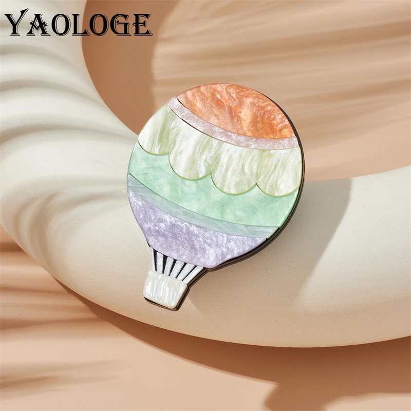 

YAOLOGE Acrylic Colorful Hot Air Balloon Brooches For Women Kids New Trend Badge Brooch Pins Handmade Jewelry Gift Accessories